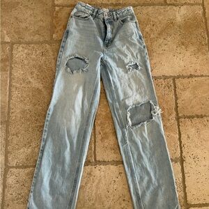 PacSun Light Blue Distressed Straight Leg Jeans